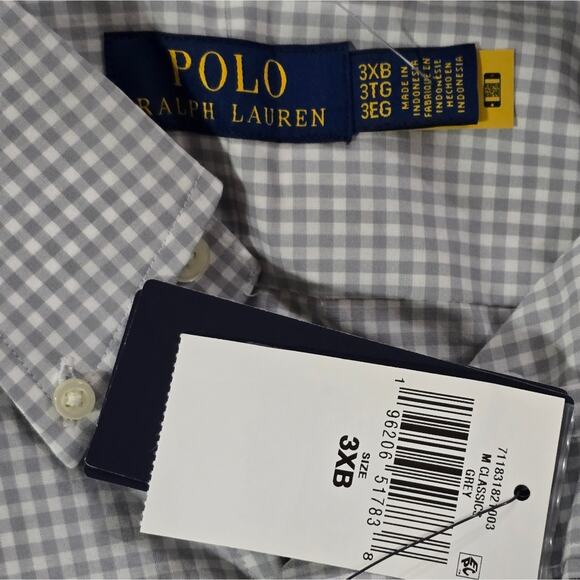 Polo Ralph‎ Lauren GRAY GINGHAM Check Smooth STRETCH Shirt 3XB NAVY Pony NEW - Picture 8 of 8